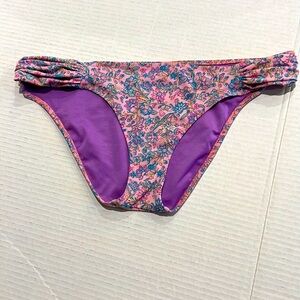 Victoria's Secret Pink Floral Bikini Swim Bottoms Size Medium